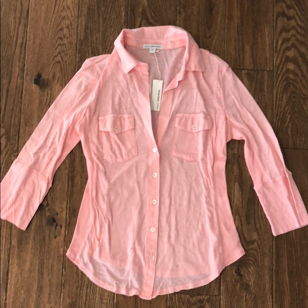 3/4 sleeve button down tee